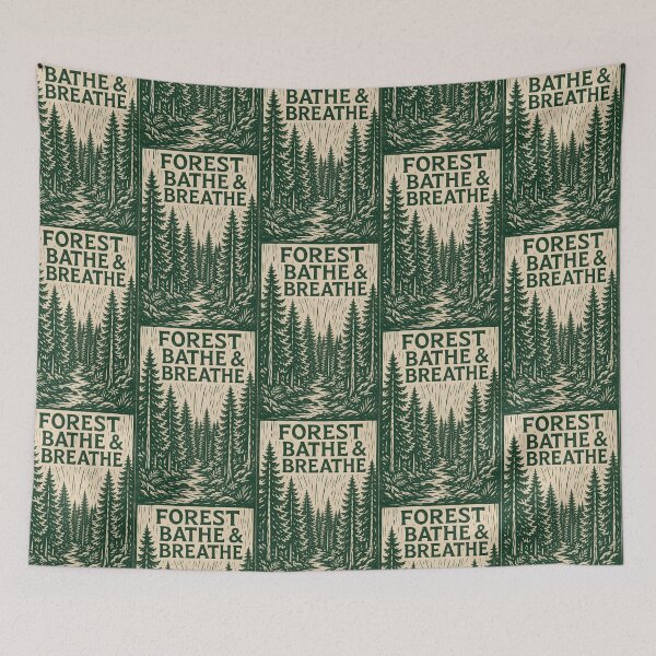 Item preview, Pine Forest Linocut Woodblock Print Art Poster Sticker Nature Craft Print Gift designed and sold by sharifex.