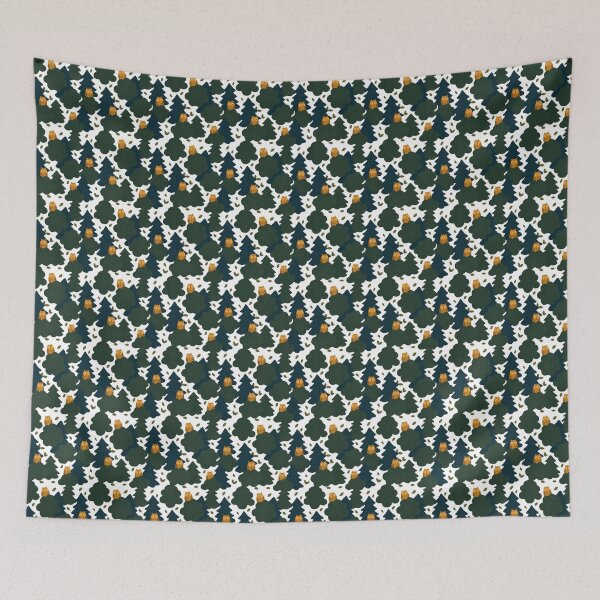 Item preview, Cute Owls in Pine Forest Seamless Pattern designed and sold by ArtisticFlow Co.