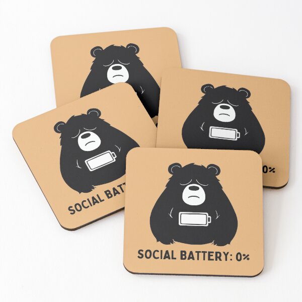 Item preview, Social Battery 0% Bear Design – Funny Introvert Minimalist One-Color Design for Tired Introverts & Low-Energy Humor Gifts designed and sold by AbderraimArt.