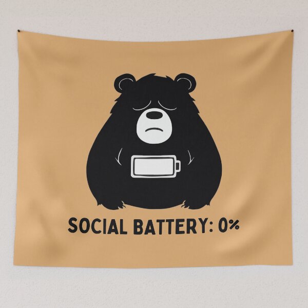 Item preview, Social Battery 0% Bear Design – Funny Introvert Minimalist One-Color Design for Tired Introverts & Low-Energy Humor Gifts designed and sold by AbderraimArt.