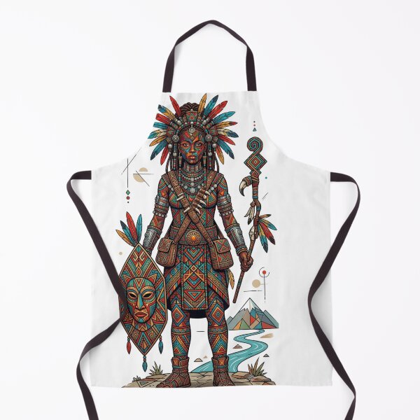 Item preview, Indigenous Warrior in Traditional Patterned Headdress designed and sold by DoodleIntricate.