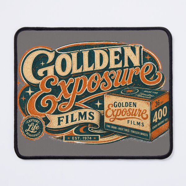 Item preview, Golden Exposure Films Retro Film Brand Design designed and sold by Golden Era Studio.