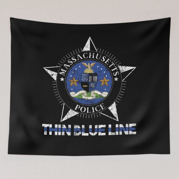 Artikelvorschau, Massachusetts-Polizei-Hemd-dünne blaue Linie Flaggen-Hemd entworfen und verkauft von shoppzee.