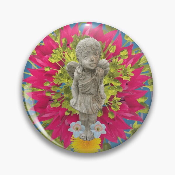 Item preview, Fairy with Spring Flowers & Hearts on Dashed Vertical Stripe on Blue designed and sold by Digitalmyth's Designs.
