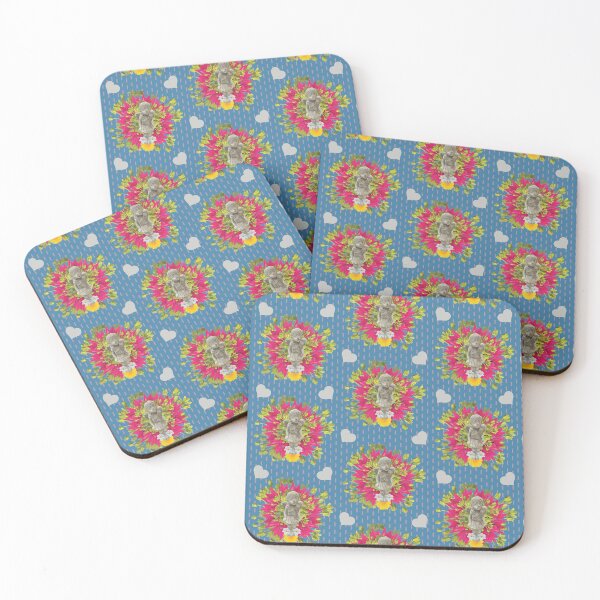Item preview, Fairy with Spring Flowers & Hearts on Dashed Vertical Stripe on Blue designed and sold by Digitalmyth's Designs.