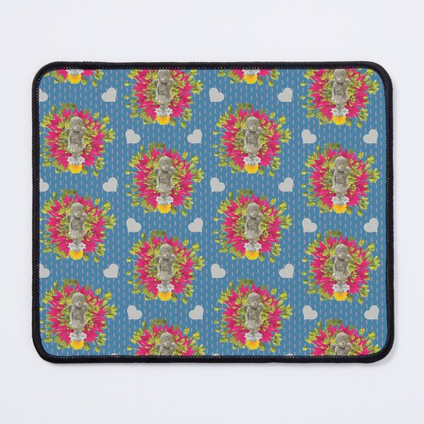 Item preview, Fairy with Spring Flowers & Hearts on Dashed Vertical Stripe on Blue designed and sold by Digitalmyth's Designs.