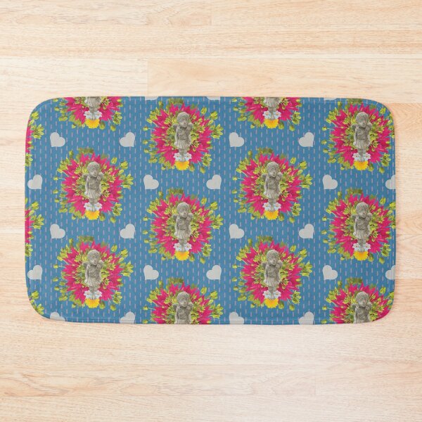 Item preview, Fairy with Spring Flowers & Hearts on Dashed Vertical Stripe on Blue designed and sold by Digitalmyth's Designs.