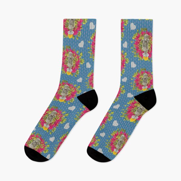 Item preview, Fairy with Spring Flowers & Hearts on Dashed Vertical Stripe on Blue designed and sold by Digitalmyth's Designs.