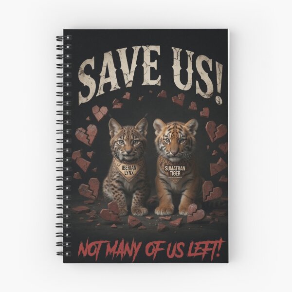 Item preview, Save Us! Iberian Lynx and Sumatran Tiger Endangered Wildlife Awareness Poster designed and sold by Pioneer Spirit Market.