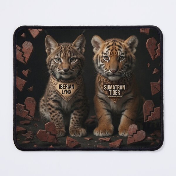 Item preview, Save Us! Iberian Lynx and Sumatran Tiger Endangered Wildlife Awareness Poster designed and sold by Pioneer Spirit Market.