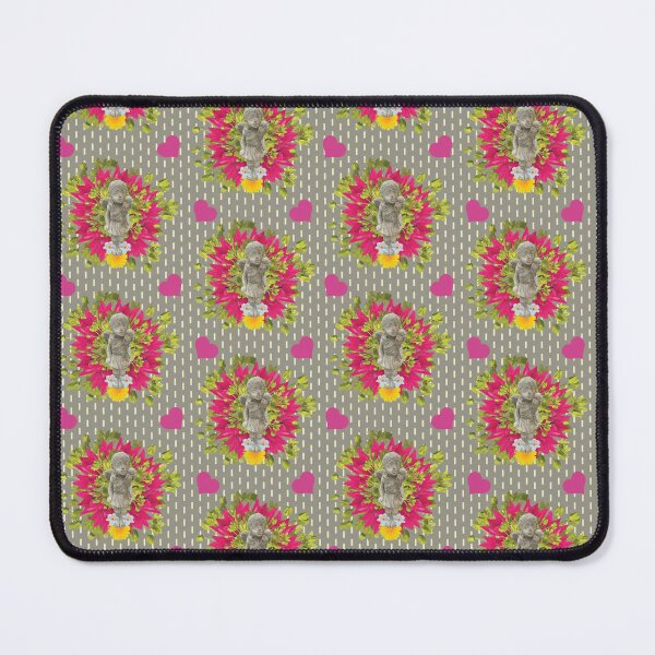 Item preview, Fairy with Spring Flowers & Hearts on Dashed Vertical Stripe on Tan designed and sold by Digitalmyth's Designs.