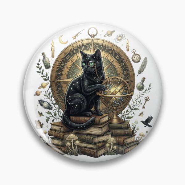 Item preview, Celestial Black Cat Astronomer T-Shirt | Dark Academia Botanical Graphic Tee | Vintage Alchemy Moon Shirt | Mystical Gothic Cat Gift designed and sold by Cavalier-org.