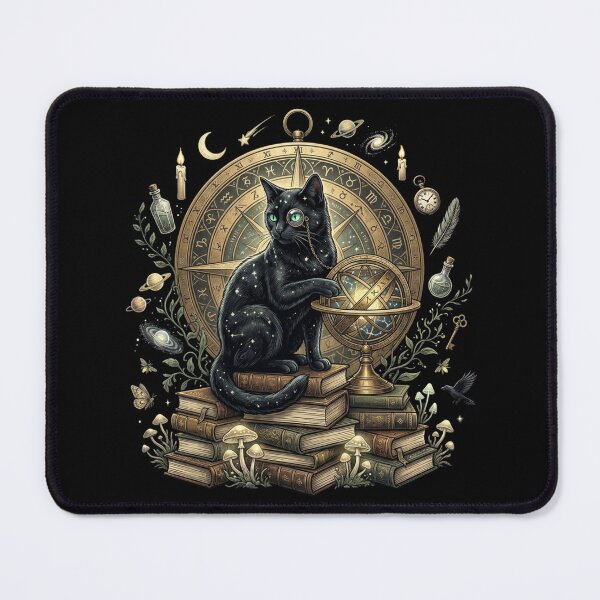Item preview, Celestial Black Cat Astronomer T-Shirt | Dark Academia Botanical Graphic Tee | Vintage Alchemy Moon Shirt | Mystical Gothic Cat Gift designed and sold by Cavalier-org.