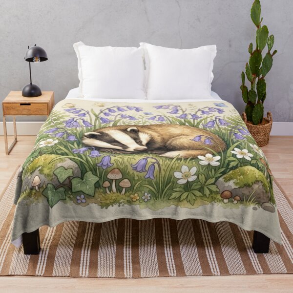 Item preview, Sleeping Badger Bluebell Summer designed and sold by CalmCapy Co.