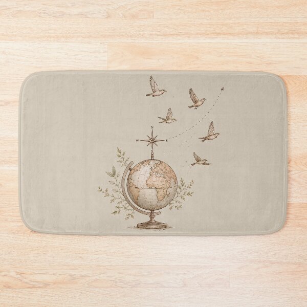 Item preview, Bound for Wonder | Vintage Travel Globe & Swallows Illustration designed and sold by Bound for Wonder.