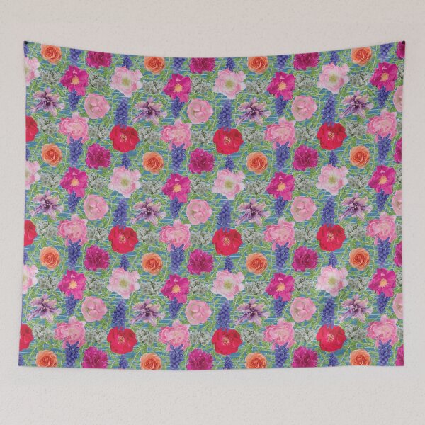 Item preview, Spring Flowers & Cedar on Blue designed and sold by Digitalmyth's Designs.