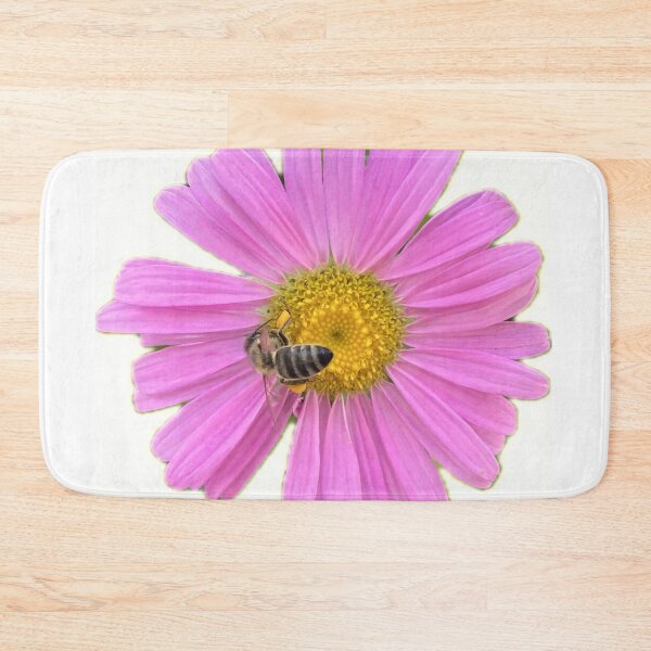 Item preview, Vibrant Pink Aster Flower with Honeybee Cutout designed and sold by BalkanBloom.
