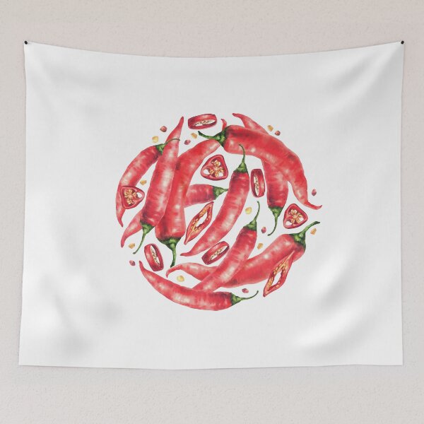 Item preview, Watercolor chili pepper. Red hot Vegetable pods. Food spices hand drawn designed and sold by BartolArt.