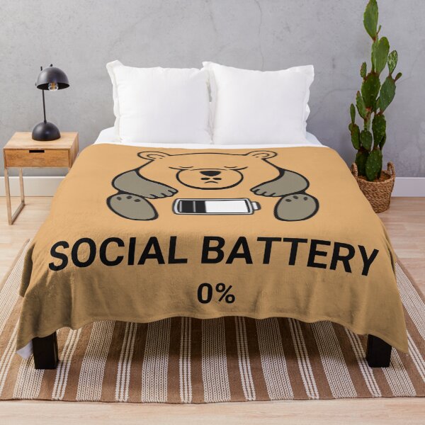 Item preview, Social Battery 0% Bear Design – Funny Introvert Minimalist One-Color Design for Tired Introverts & Low-Energy Humor Gifts designed and sold by AbderraimArt.