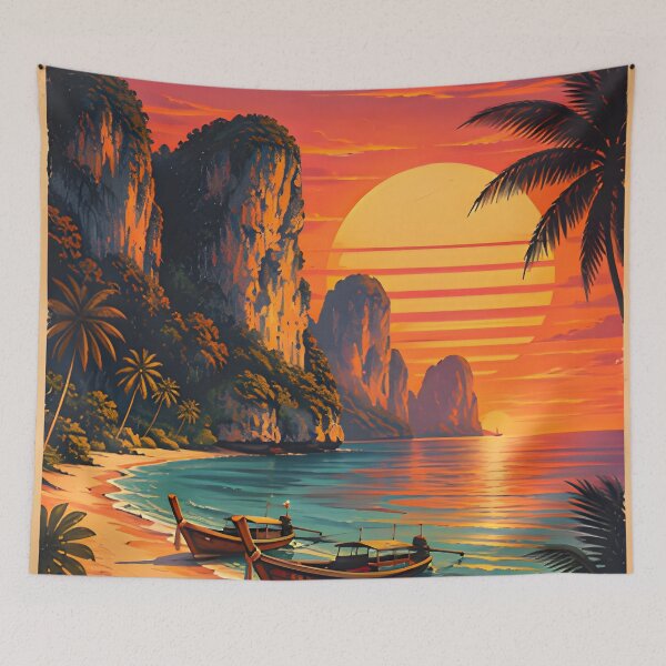 Item preview, Railay Beach -Thailand Retro Sunset Collection designed and sold by Spirit of Siam.