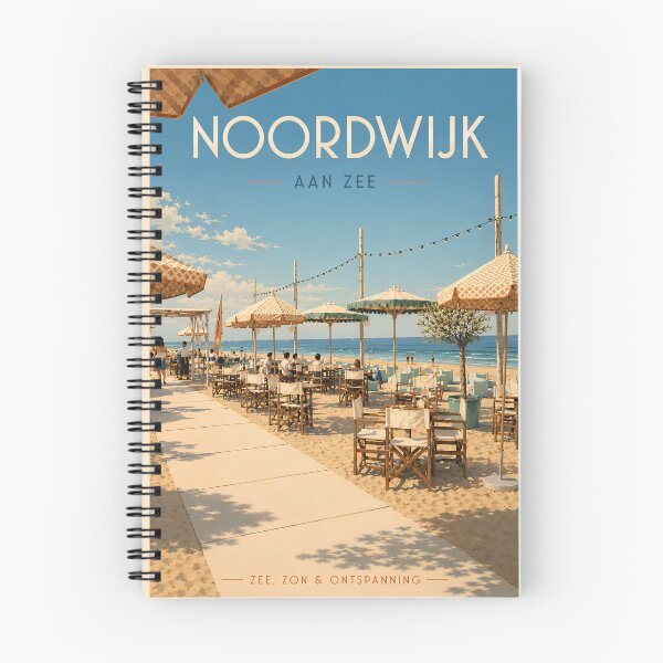 Item preview, Noordwijk Beach Café Vintage Travel Poster | Noordwijk aan Zee, Netherlands Seaside Wall Art designed and sold by EM DESIGN STUDIO.