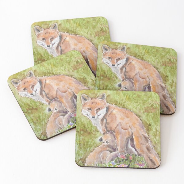 Item preview, fox baby drinking milk watercolour painting  designed and sold by ColorandColor.