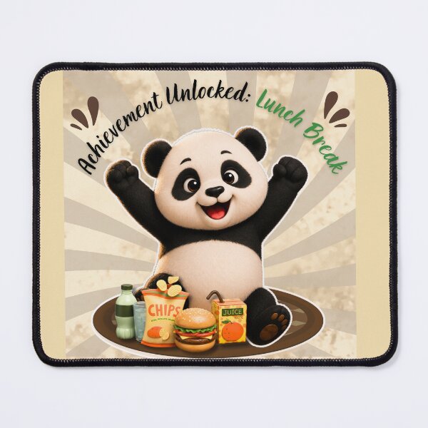 Item preview, Achievement Unlocked Lunch Break Cute Panda Sticker Reward Design designed and sold by EnginerdStudio.