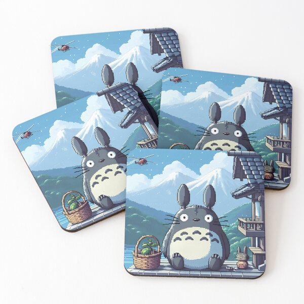 Item preview, Cute kawaii picxel art [[totoros]]-%[ghiblis]%- aways mount fuji designed and sold by arcaneaeri.
