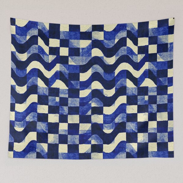 Item preview, Cobalt Blue Wavy Checkers designed and sold by Piotrek0001.