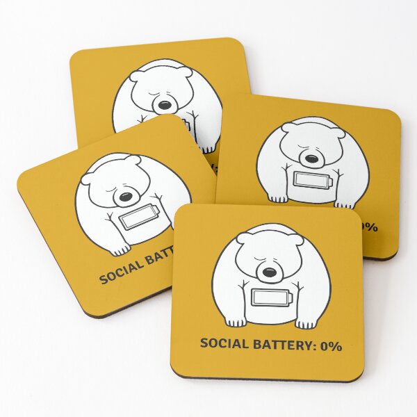 Item preview, Social Battery 0% Bear Design  – Funny Introvert Minimalist One-Color Design for Tired Introverts & Low-Energy Humor Gifts designed and sold by AbderraimArt.