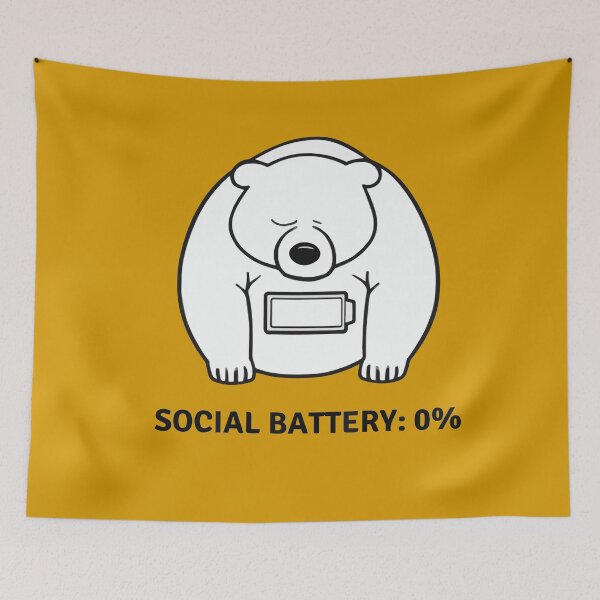 Item preview, Social Battery 0% Bear Design  – Funny Introvert Minimalist One-Color Design for Tired Introverts & Low-Energy Humor Gifts designed and sold by AbderraimArt.