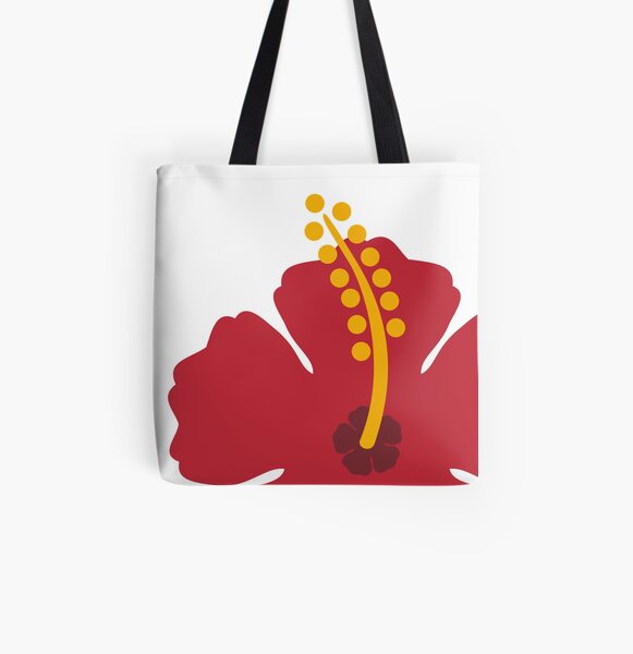 Red Hibiscus Flower All Over Print Tote Bag