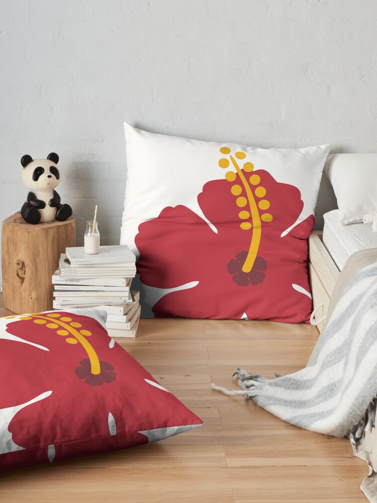 Alternate view of Red Hibiscus Flower Floor Pillow