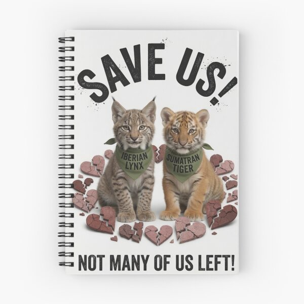 Item preview, Save Us! Iberian Lynx and Sumatran Tiger Cubs Poster designed and sold by Pioneer Spirit Market.