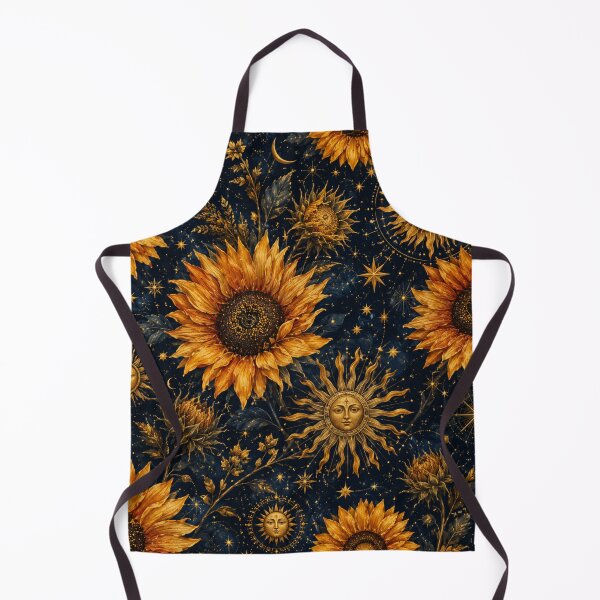 Item preview, Vintage Mystical Sunflowers & Celestial Sun Pattern - Golden Midnight Botanical designed and sold by Digital Muse Store.