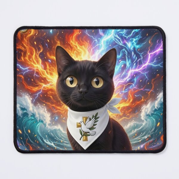 Item preview, Meow and Amen Black Cat Poster designed and sold by Pioneer Spirit Market.