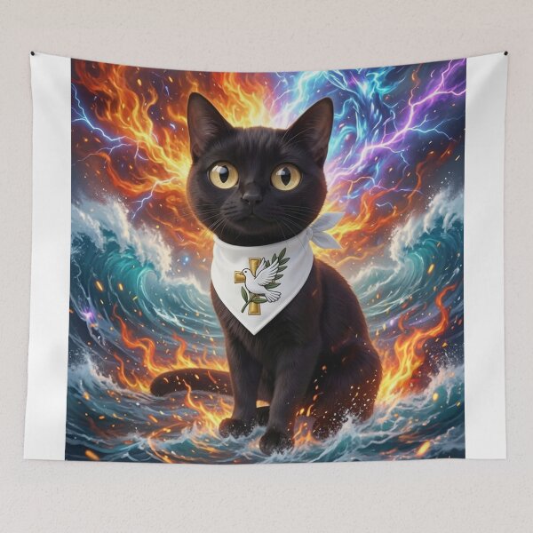 Item preview, Meow and Amen Black Cat Poster designed and sold by Pioneer Spirit Market.