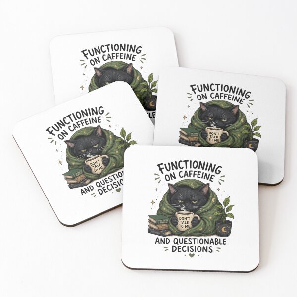 Item preview, cat drinking coffee designed and sold by Kokoruja Shop.