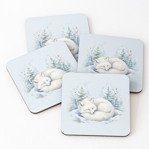 Item preview, Sleeping Snow Fox Winter Watercolor designed and sold by CalmCapy Co.