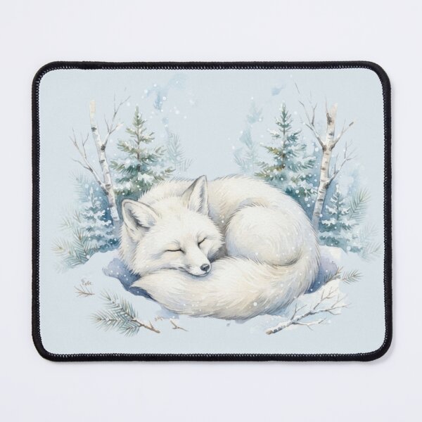Item preview, Sleeping Snow Fox Winter Watercolor designed and sold by CalmCapy Co.
