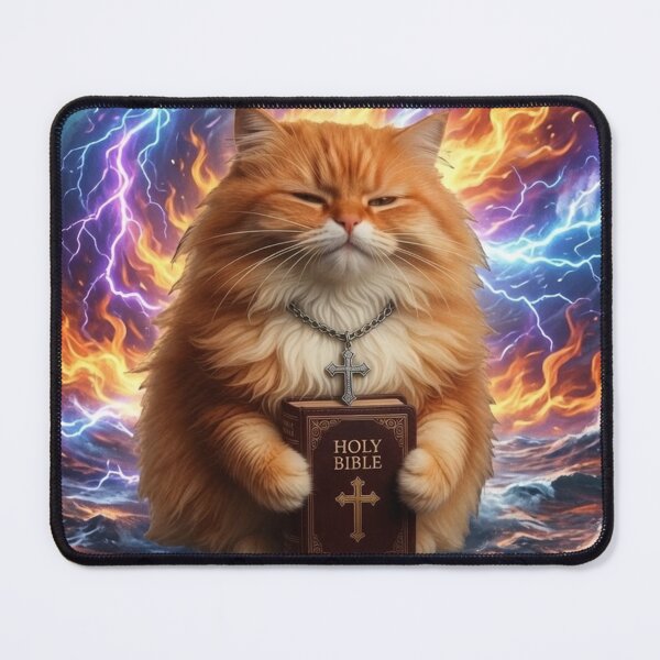 Item preview, Meow and Amen Orange Cat Poster designed and sold by Pioneer Spirit Market.