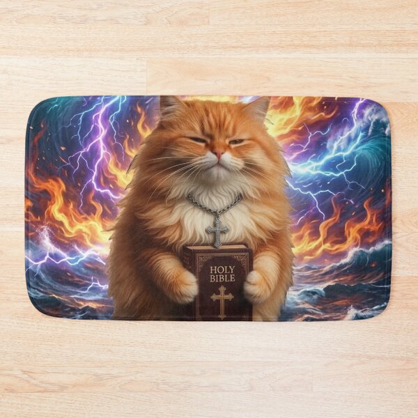 Item preview, Meow and Amen Orange Cat Poster designed and sold by Pioneer Spirit Market.