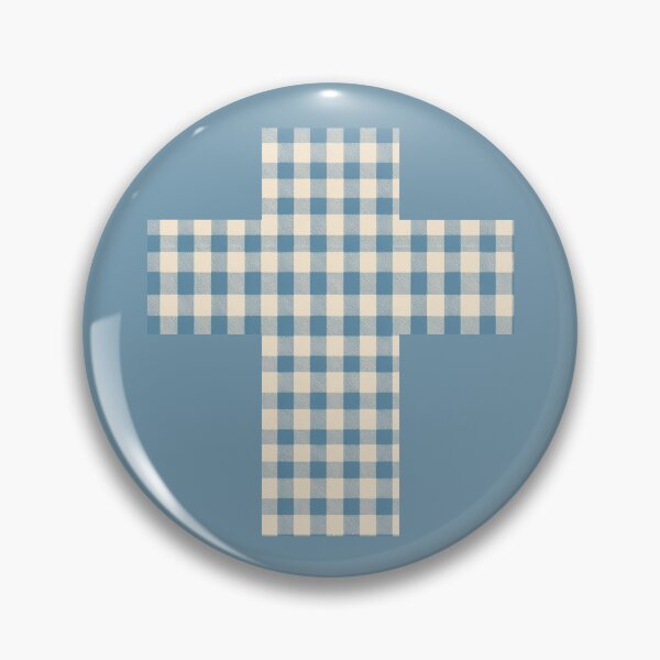 Item preview, Vintage Gingham Dusky Blue Cross | Christian Faith Symbol designed and sold by Bound for Wonder.