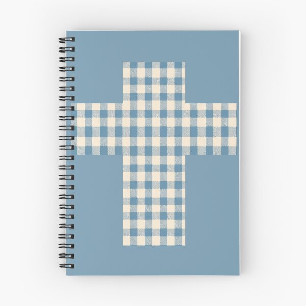 Item preview, Vintage Gingham Dusky Blue Cross | Christian Faith Symbol designed and sold by Bound for Wonder.