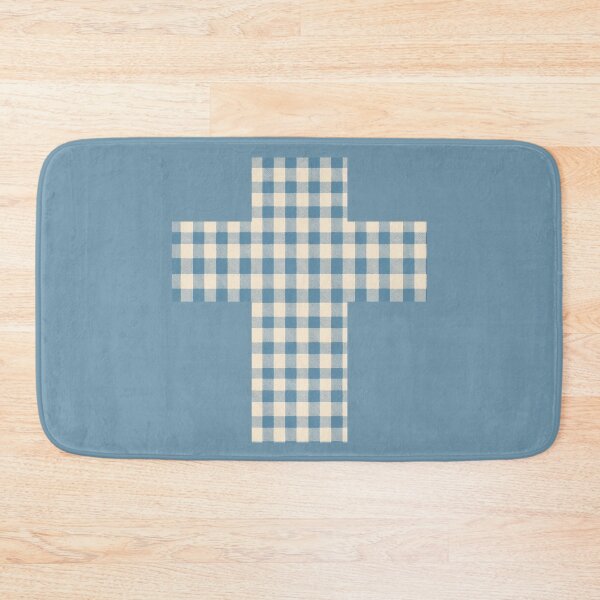Item preview, Vintage Gingham Dusky Blue Cross | Christian Faith Symbol designed and sold by Bound for Wonder.