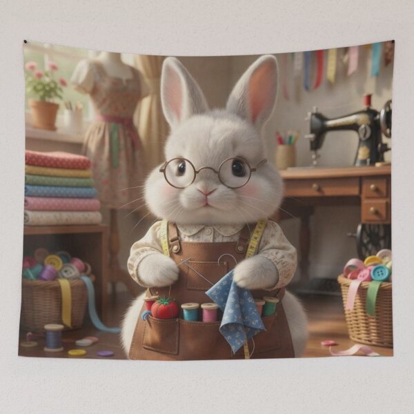 Item preview, Cute Crafter Rabbit with Glasses Seamstress designed and sold by lovelistivkaa.