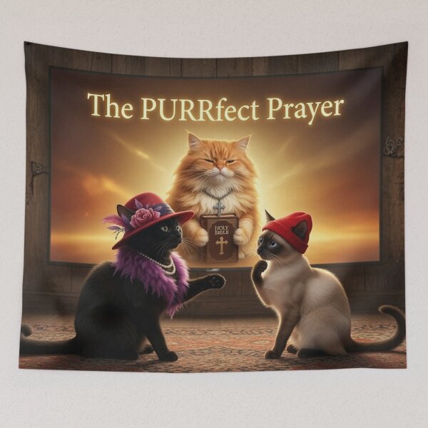 Item preview, The PURRRfect Prayer Cat Poster designed and sold by Pioneer Spirit Market.