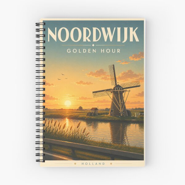 Item preview, Noordwijk Windmill at Sunset Vintage Travel Poster | Holland Countryside Wall Art designed and sold by EM DESIGN STUDIO.