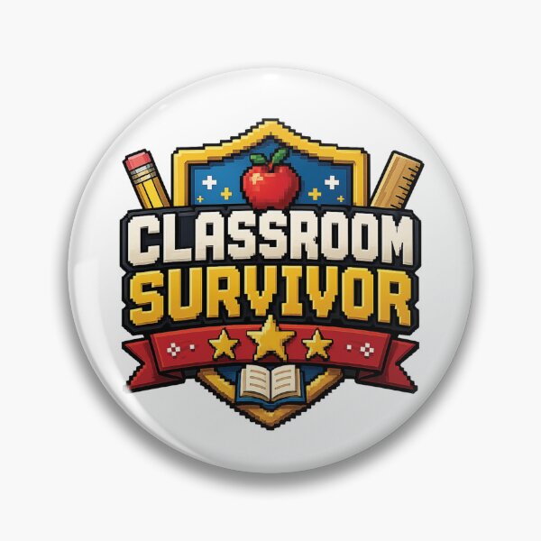 Item preview, Classroom Survivor Funny Teacher Gaming Achievement Badge designed and sold by mansourhamid.