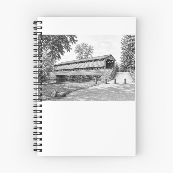 Item preview, Graphene sketch of Sachs Covered Bridge Gettysburg Pennsylvania designed and sold by gotucoveredart.
